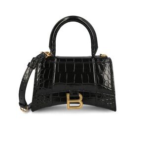 Balenciaga Hourglass XS Croc-Embossed Leather Top Handle Satchel
